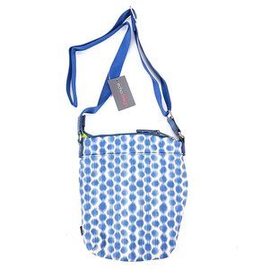 Echo Design Blue White Ikat Polka Dot Crossbody Bag Lime Green Lining NWT